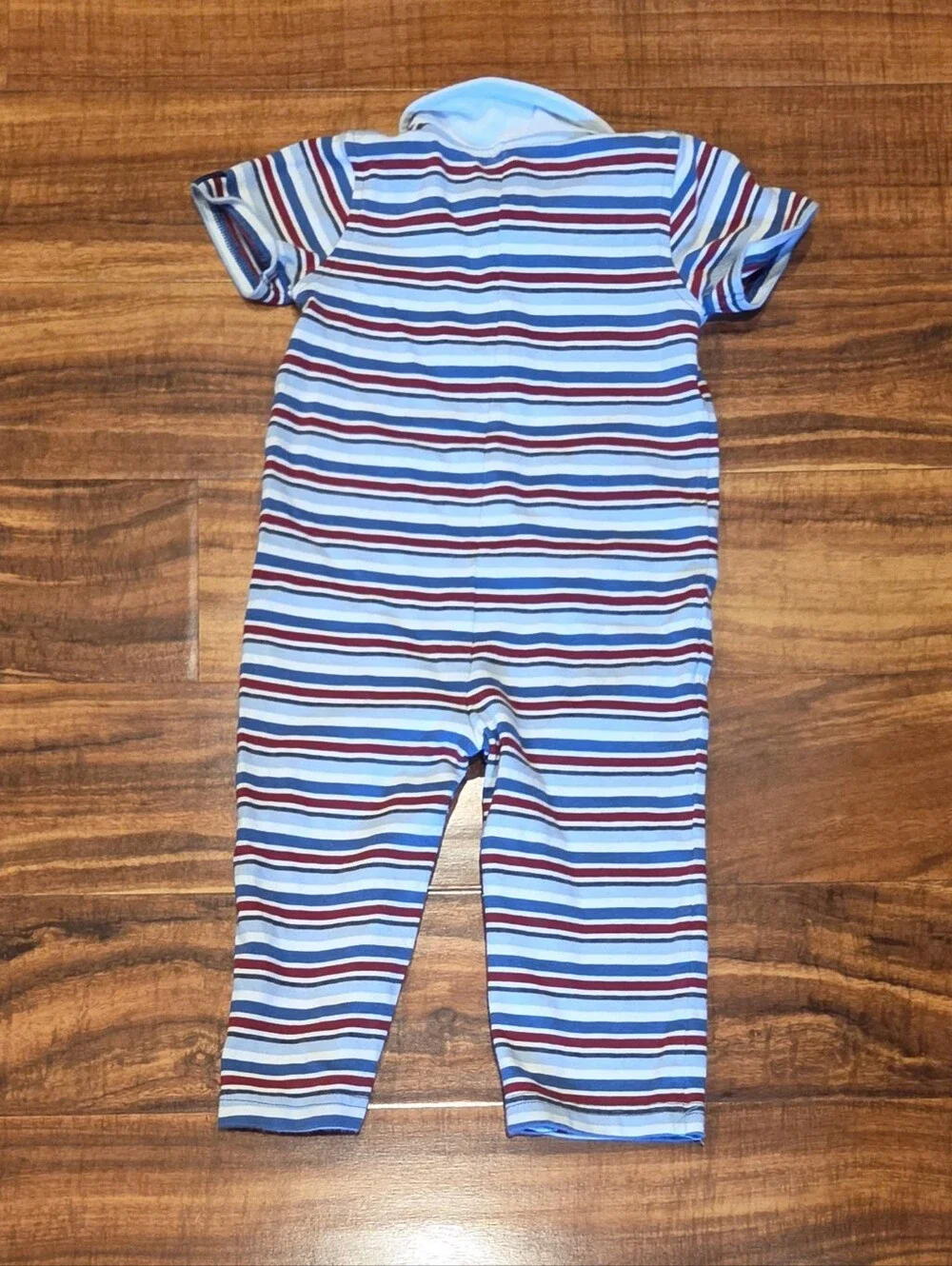 Gymboree EUC 18-24 Months Blue/Red Striped Polo One-Piece Romper